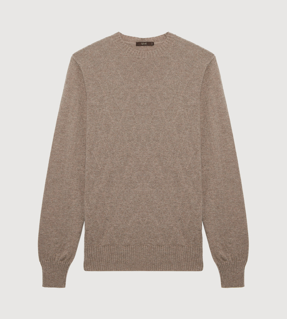 Pull taupe à col rond en cachemire