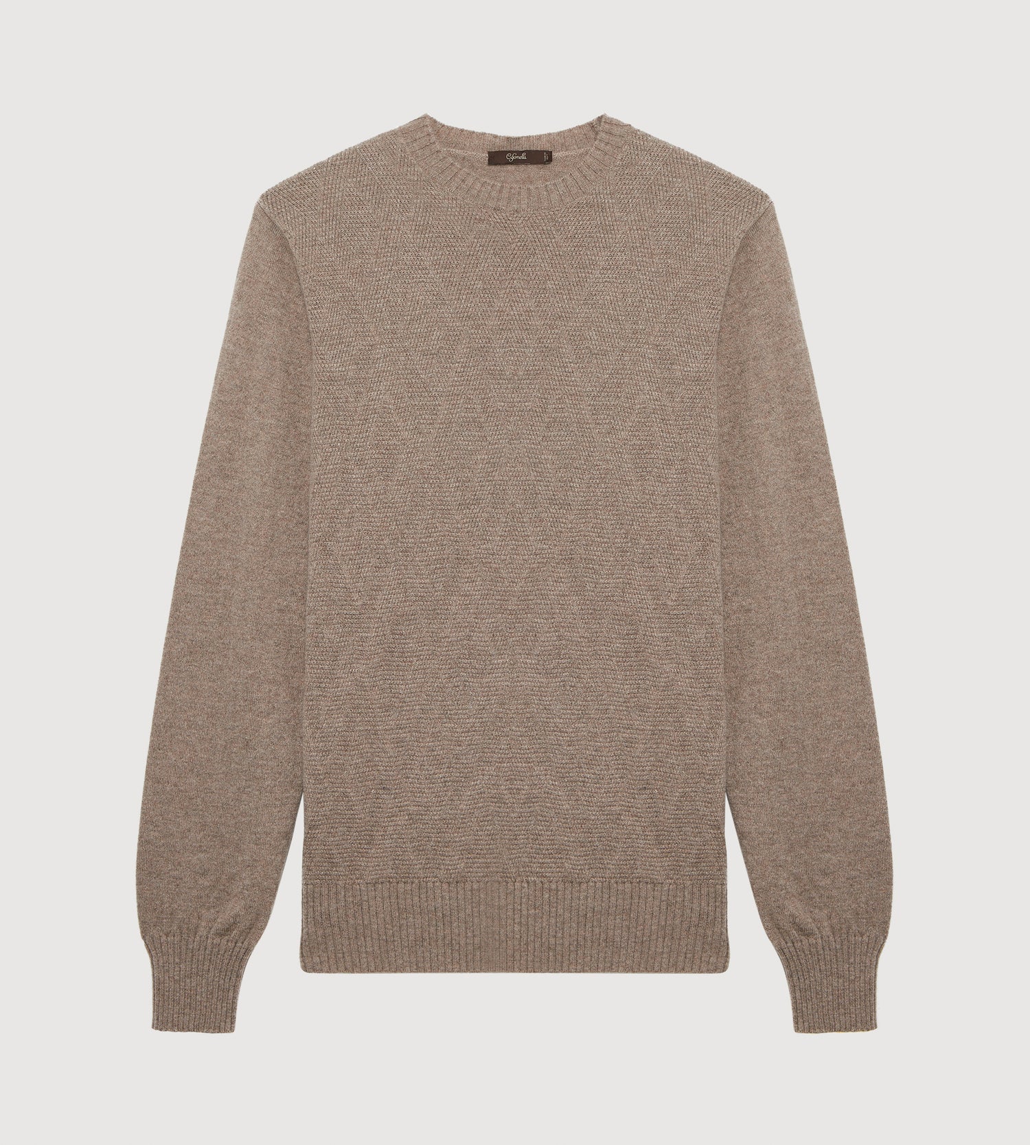 Pull taupe à col rond en cachemire