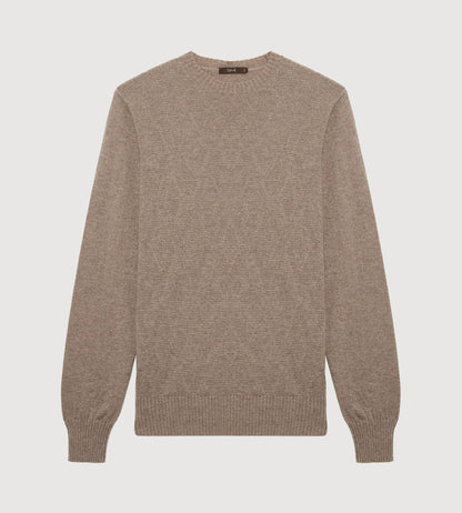 Pull taupe à col rond en cachemire