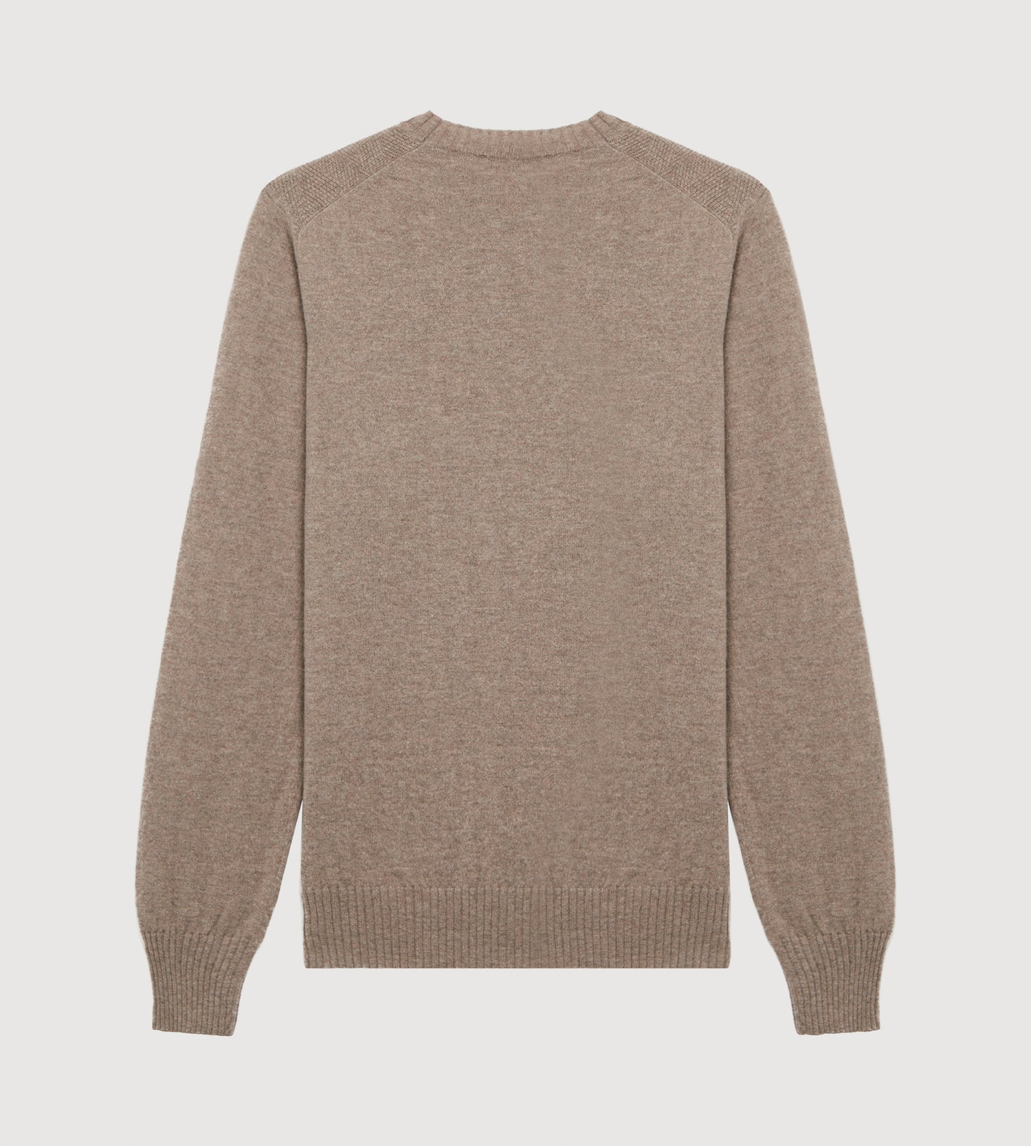 Pull taupe à col rond en cachemire