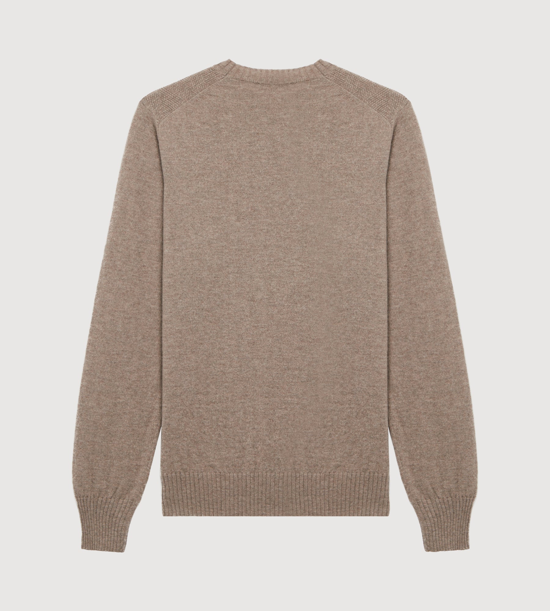 Pull taupe à col rond en cachemire