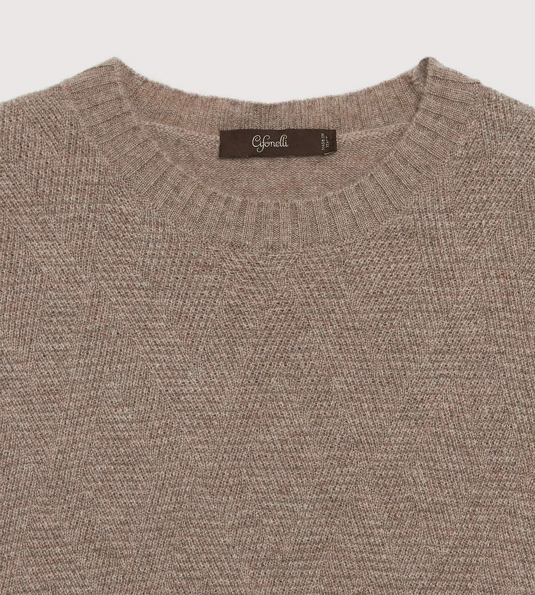 Pull taupe à col rond en cachemire