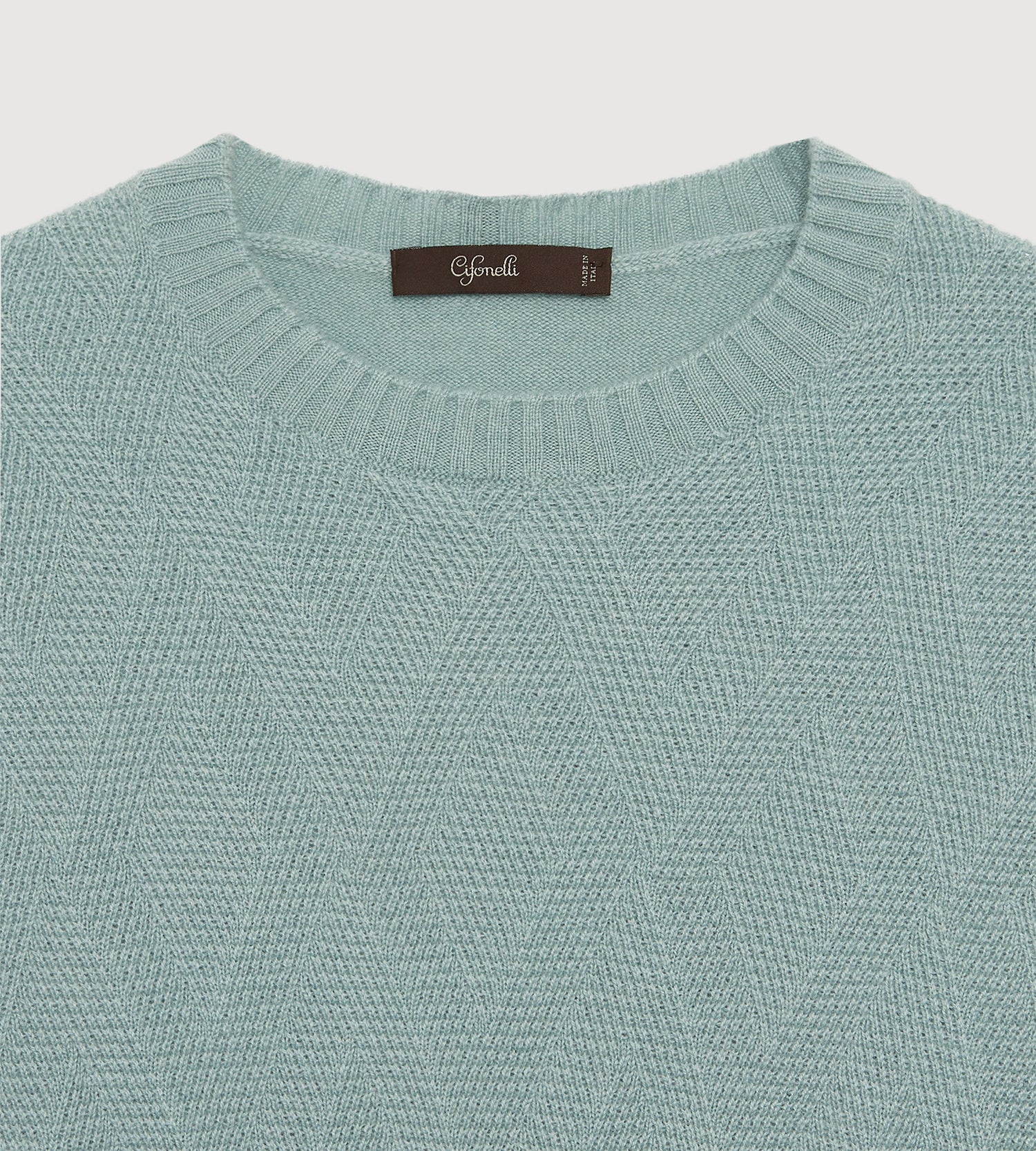 Pull à col rond vert clair en cachemire