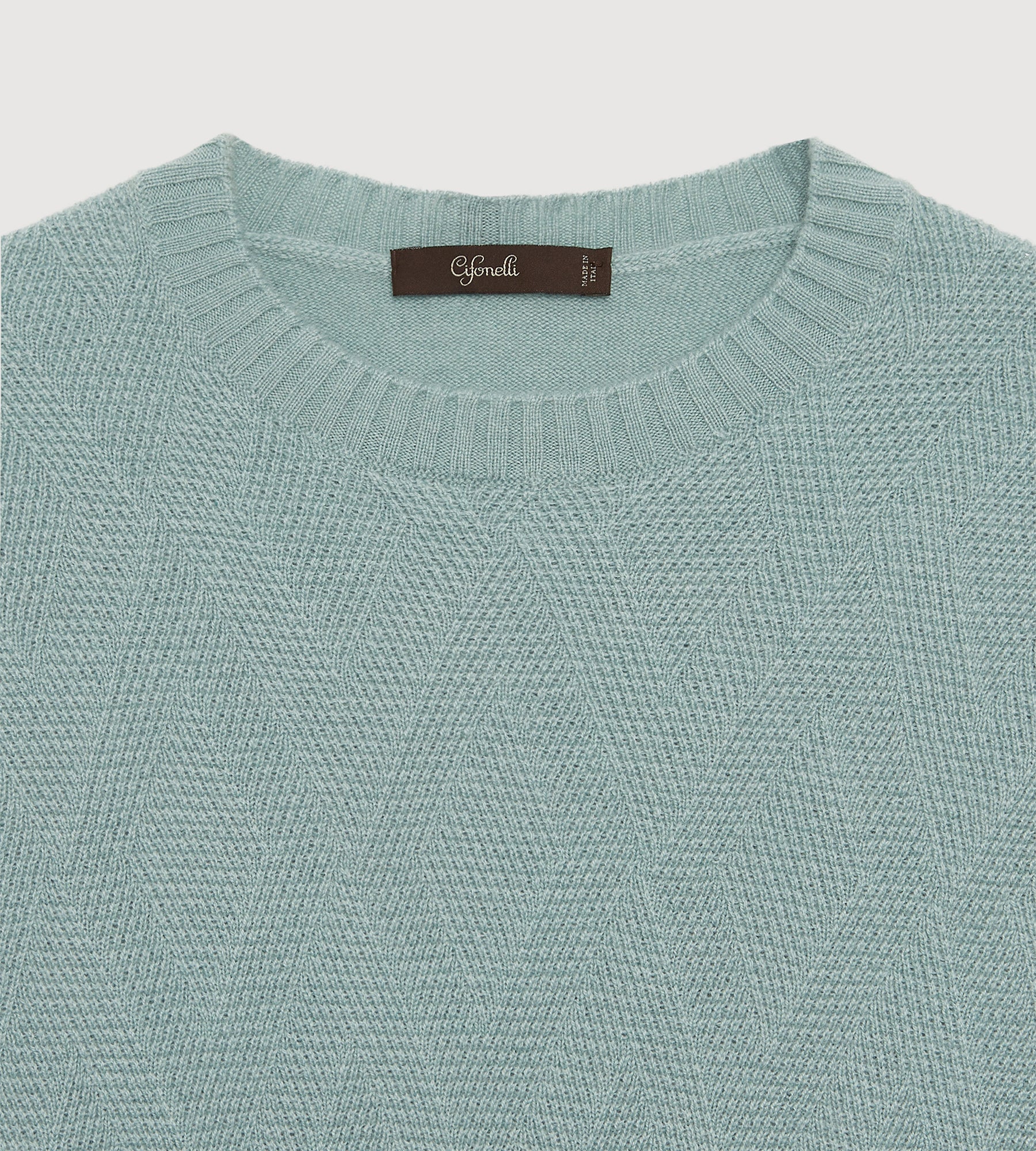 Pull à col rond vert clair en cachemire