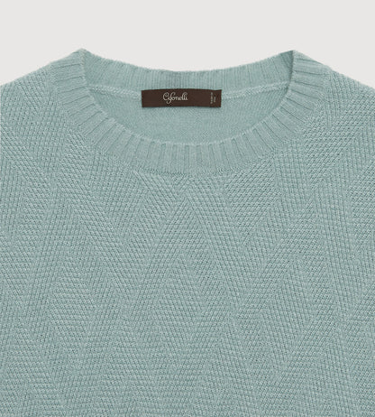 Pull à col rond vert clair en cachemire