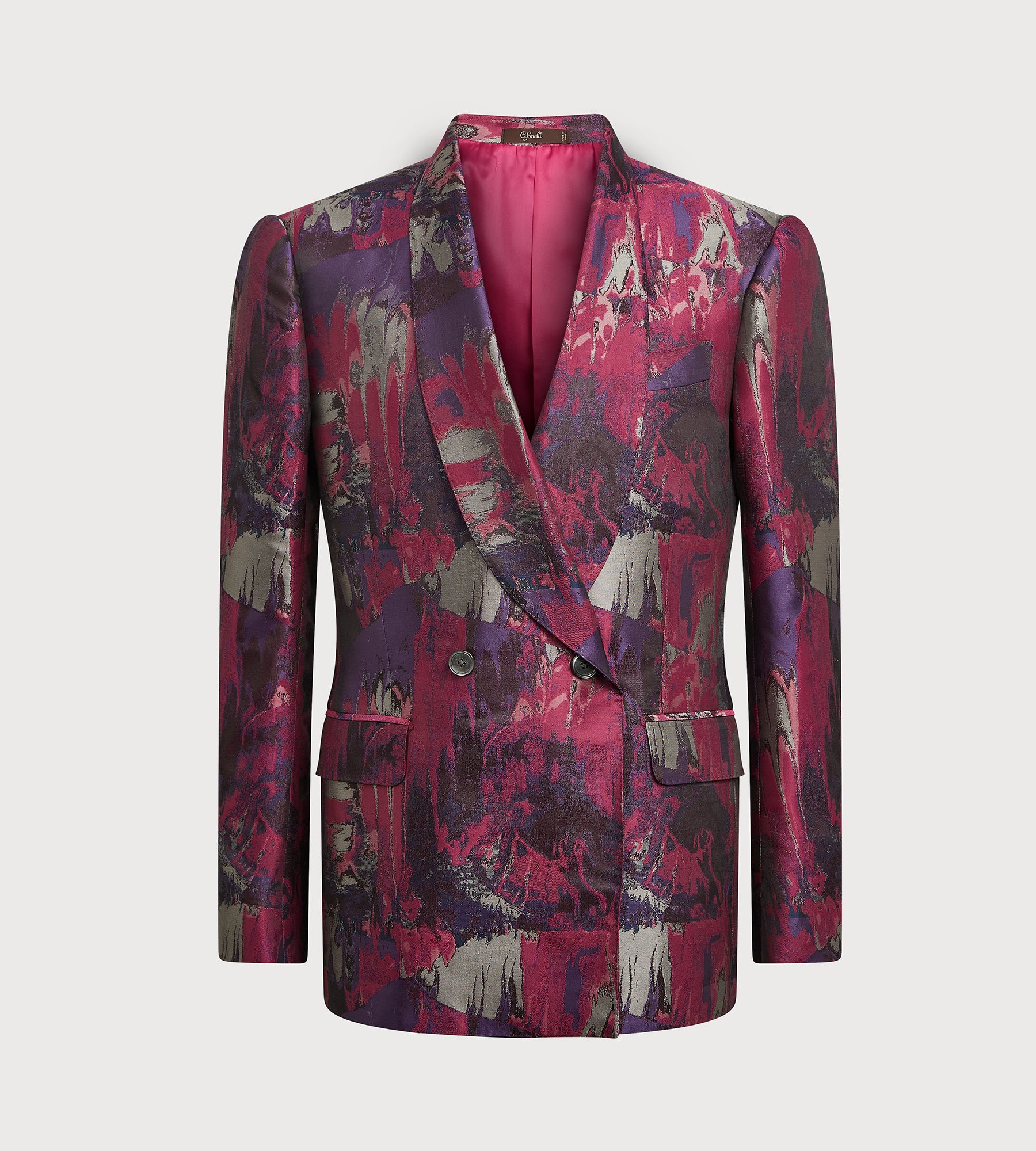 Veste croisée en jacquard rose