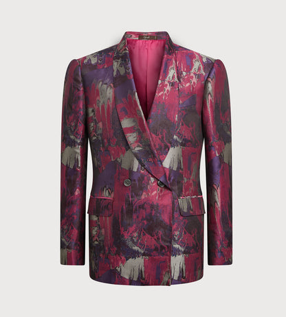 Veste croisée en jacquard rose