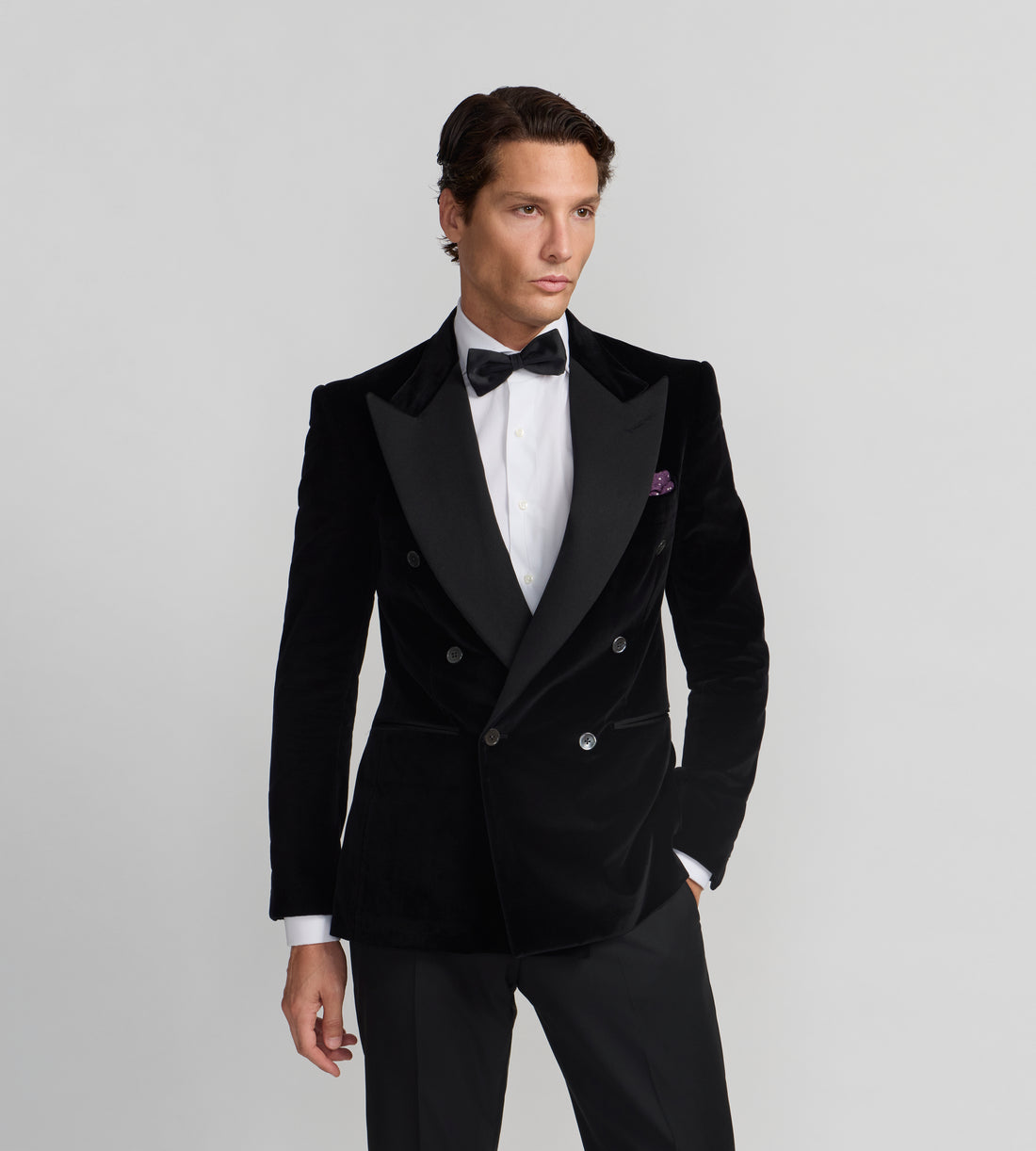 Veste de soirée croisée en velours et soie