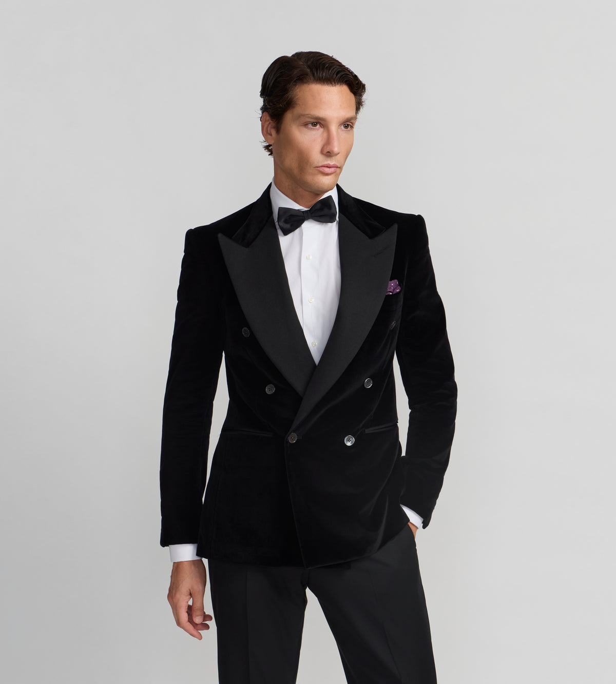 Veste de soirée croisée en velours et soie