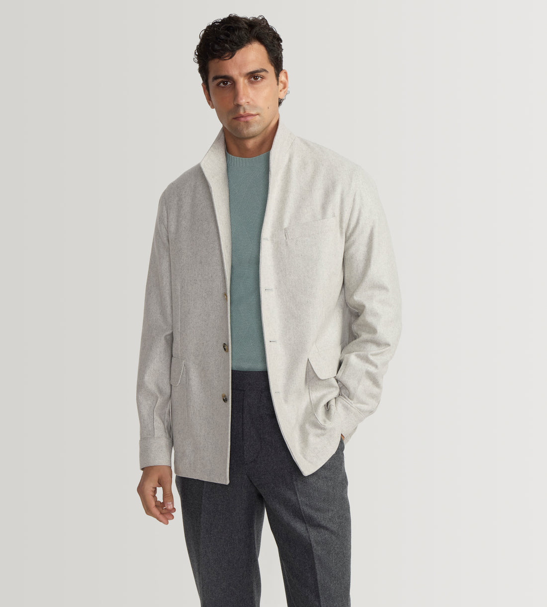 Teba classique à motif chevrons gris clair en cachemire