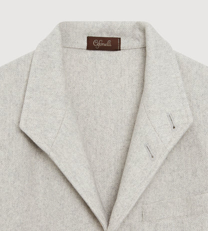 Teba classique à motif chevrons gris clair en cachemire