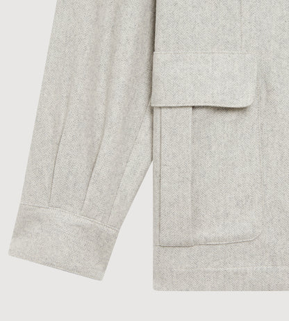 Teba classique à motif chevrons gris clair en cachemire