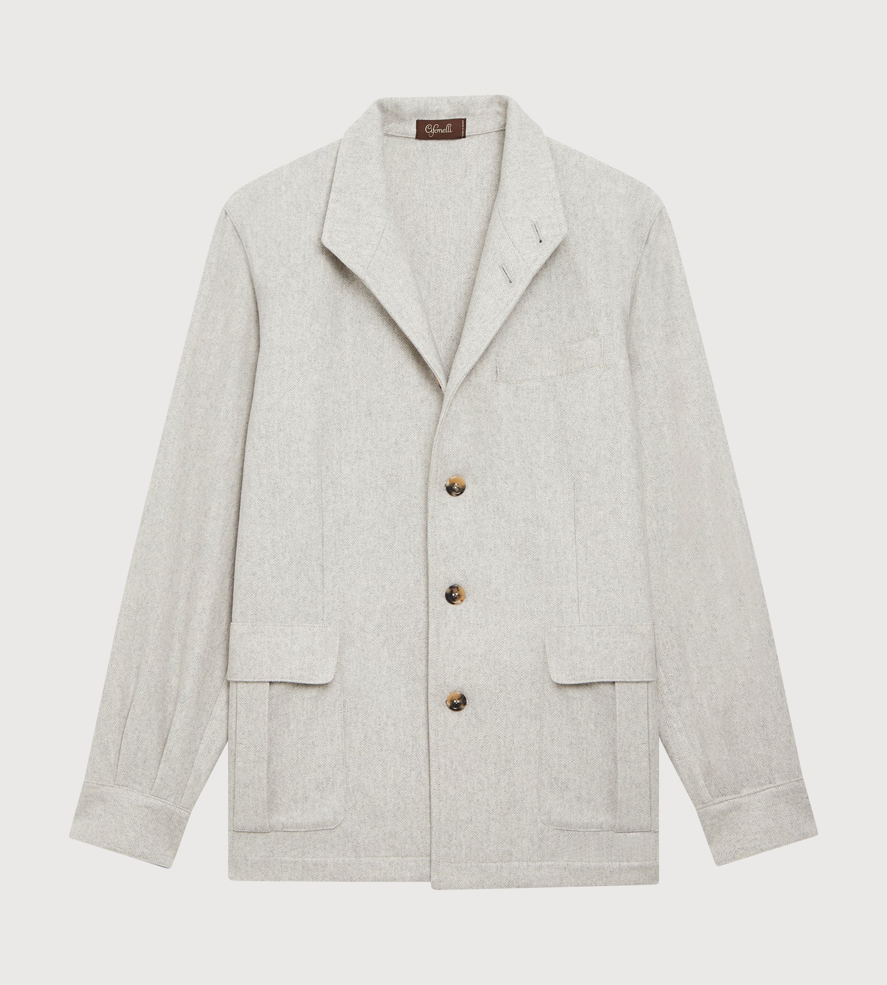 Teba classique à motif chevrons gris clair en cachemire