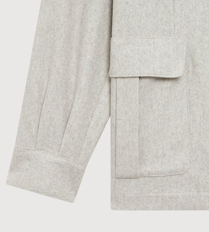 Teba classique à motif chevrons gris clair en cachemire