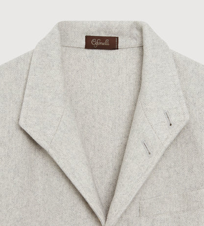 Teba classique à motif chevrons gris clair en cachemire