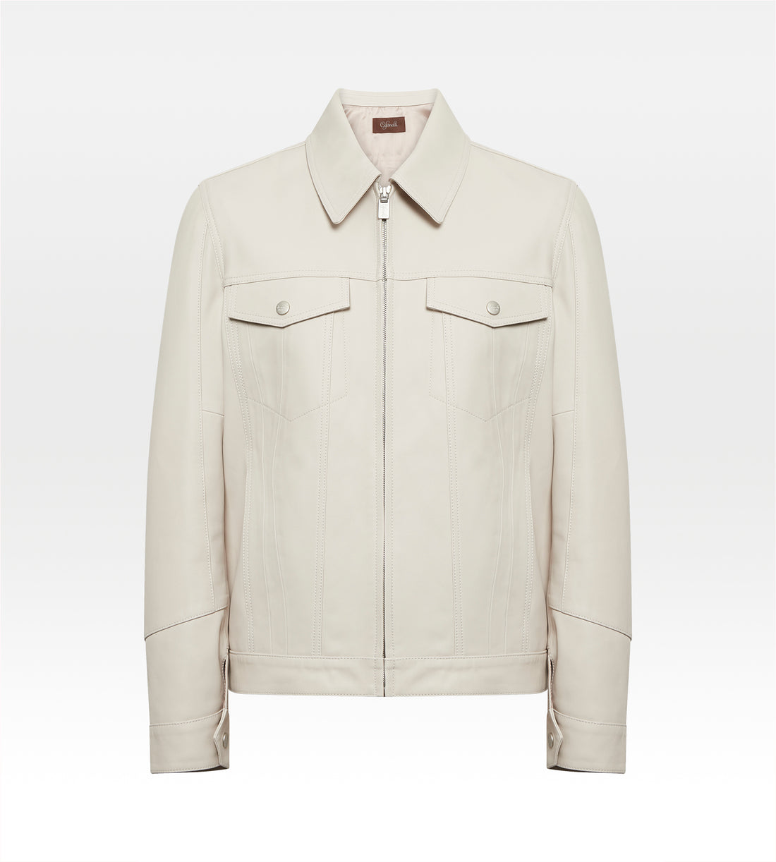 Veste en cuir beige