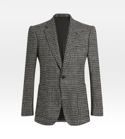 Veste en laine mélangée noir et blanc