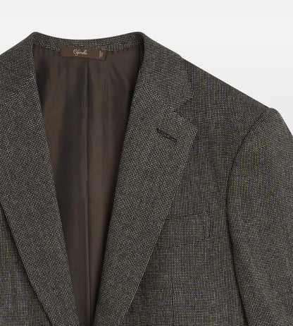 Costumes trois pièces en laine gris à motif caviar