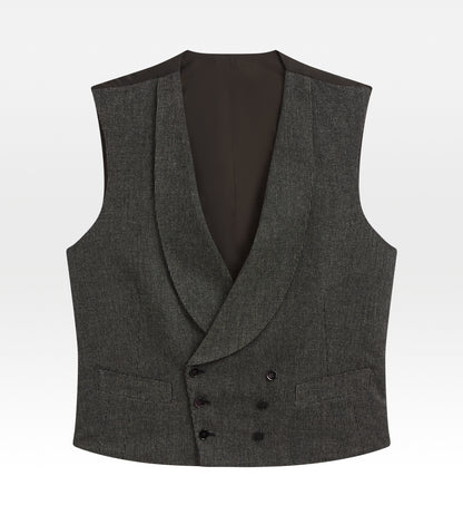 Costumes trois pièces en laine gris à motif caviar
