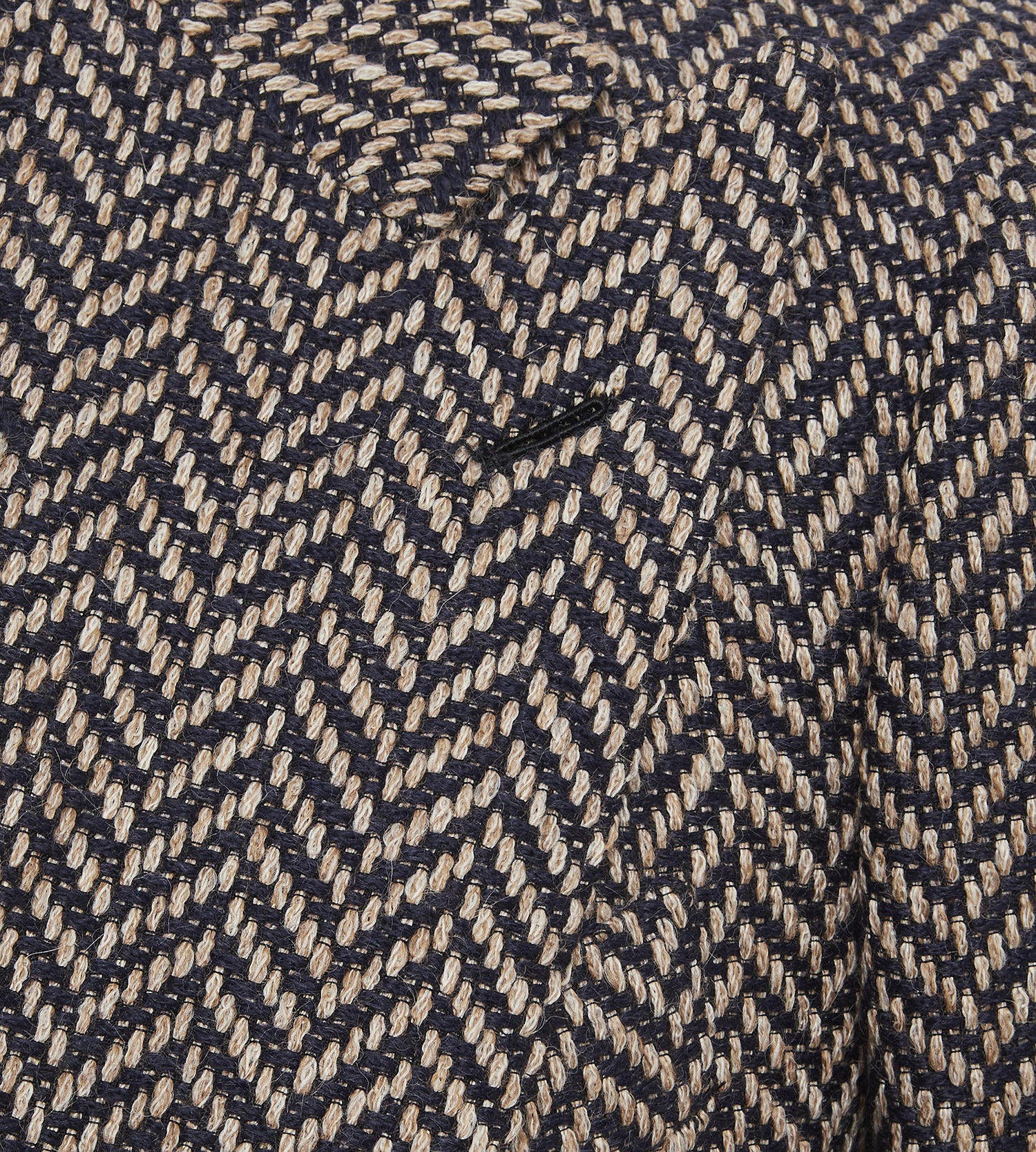 Veste en alpaga mélangé à motifs chevrons bleu &amp; beige