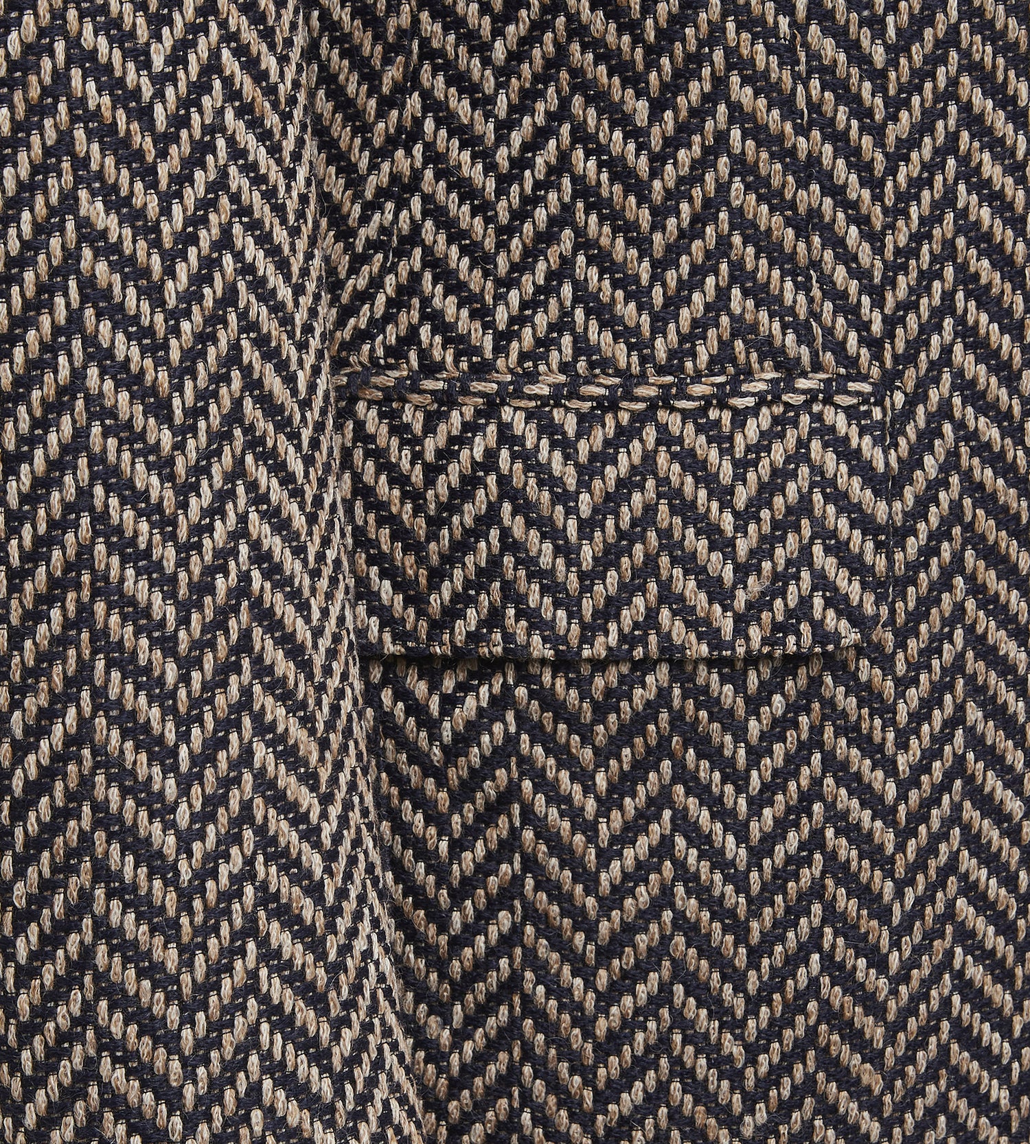 Veste en alpaga mélangé à motifs chevrons bleu &amp; beige