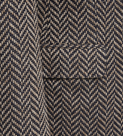 Veste en alpaga mélangé à motifs chevrons bleu &amp; beige