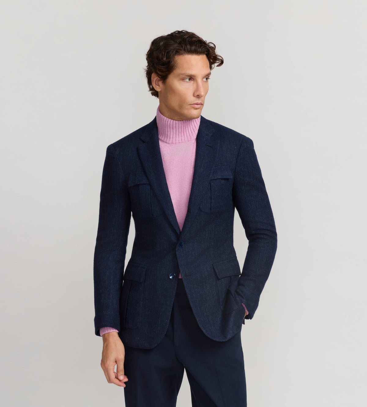 Veste Lorenzo en laine mélangée bleu