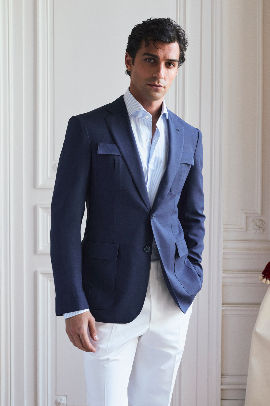 Veste Lorenzo bleu marine en laine froide infroissable