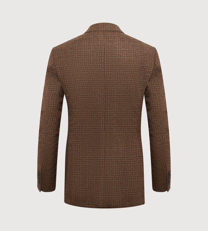 Veste en laine à motif Prince-de-Galles marron