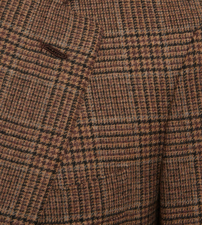 Veste en laine à motif Prince-de-Galles marron