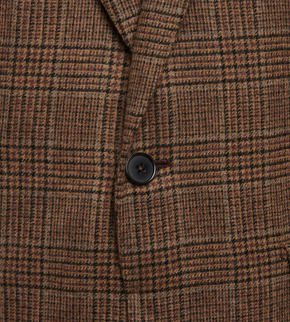 Veste en laine à motif Prince-de-Galles marron