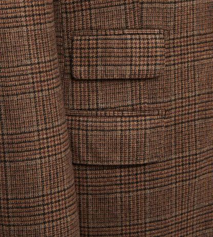 Veste en laine à motif Prince-de-Galles marron