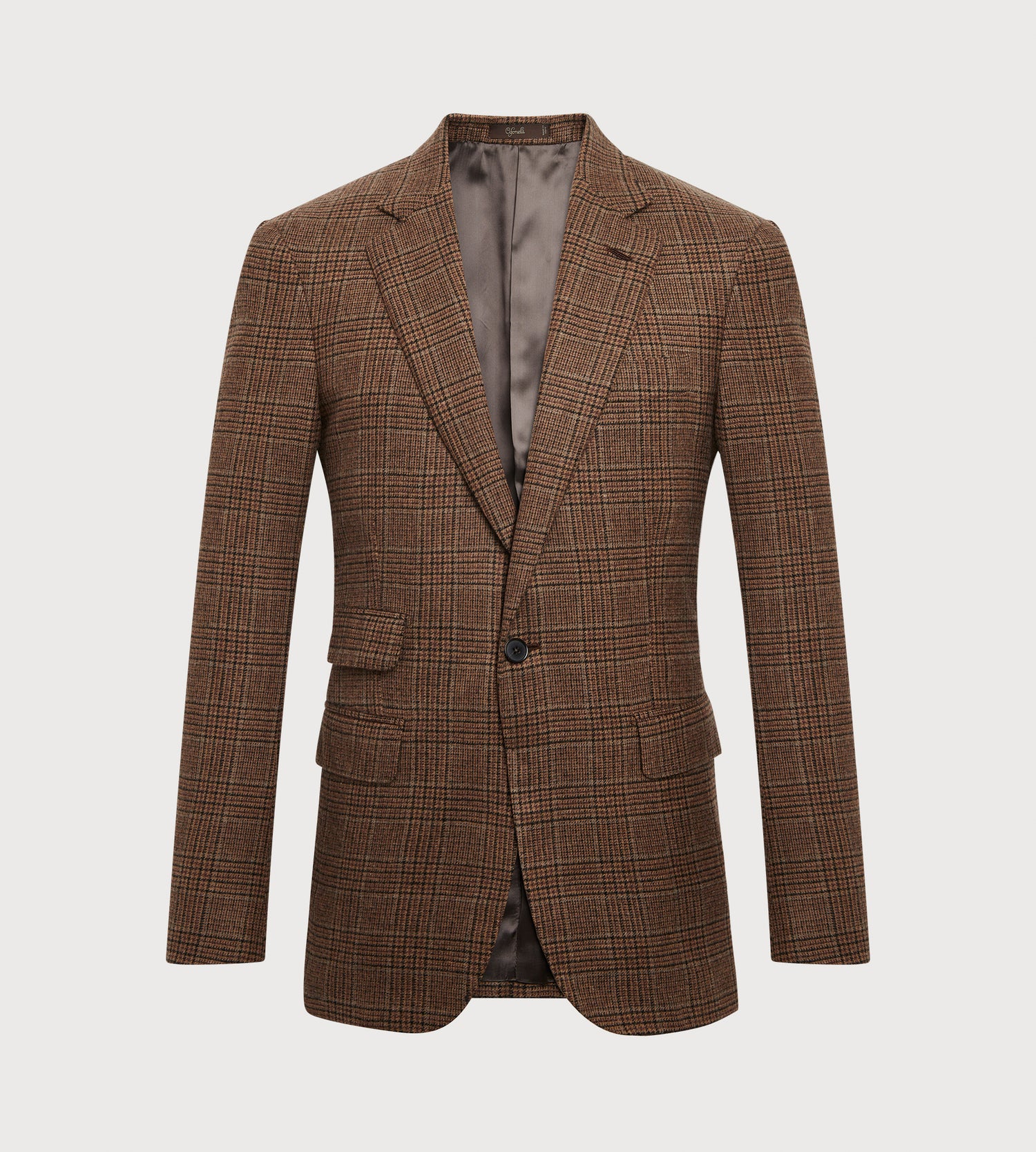 Veste en laine à motif Prince-de-Galles marron