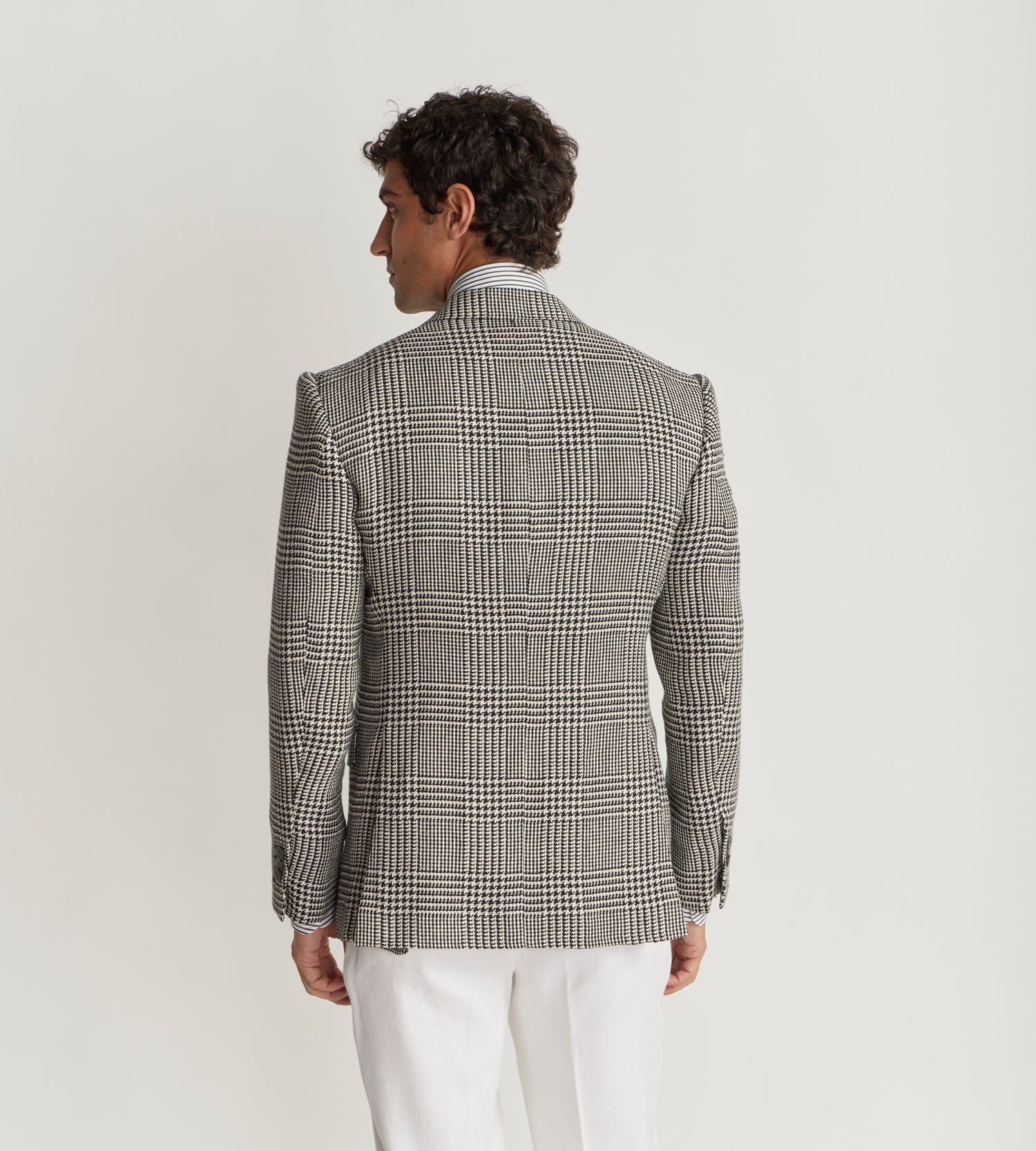 Veste à carreaux en lin, coton et soie