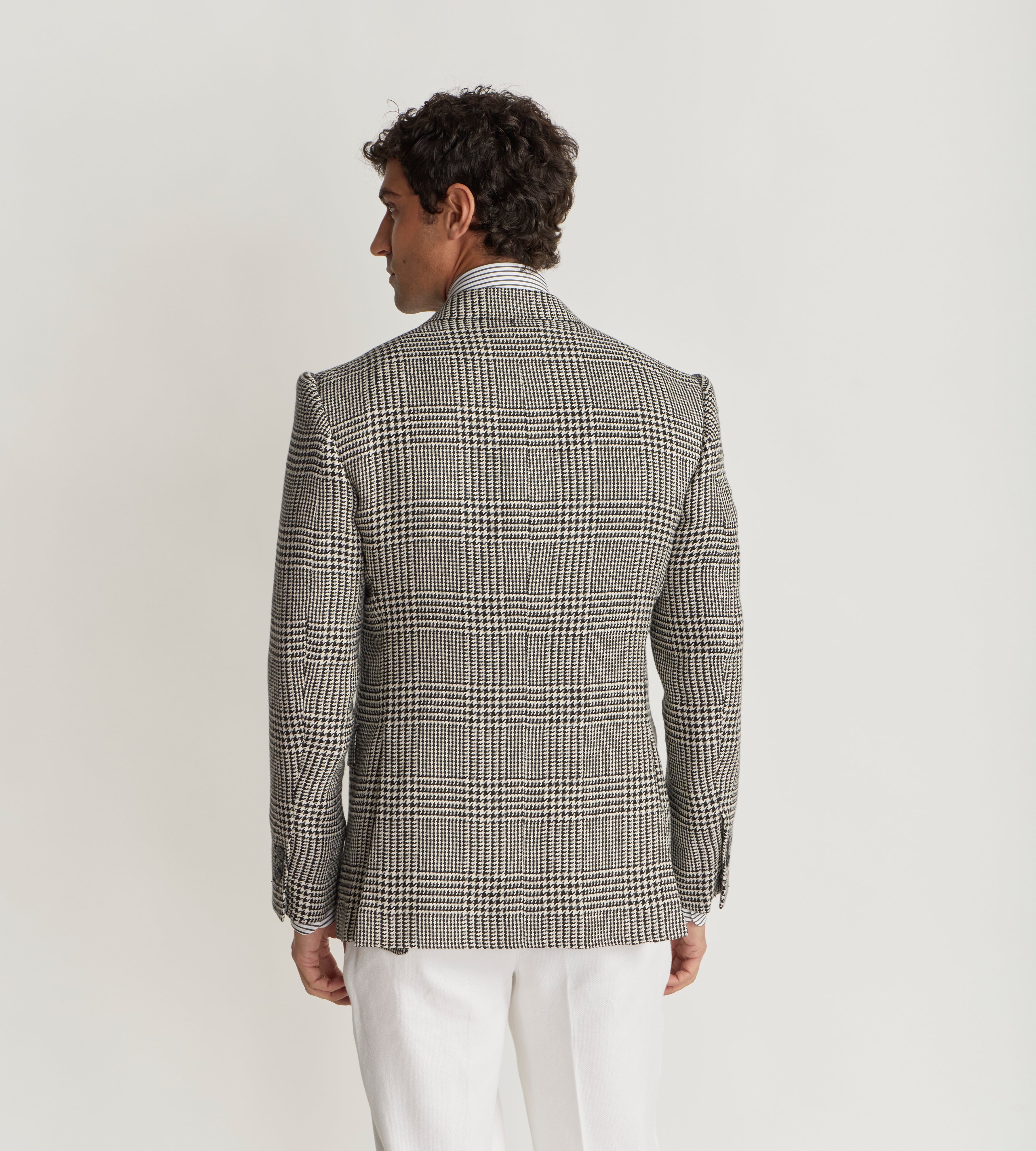 Veste à carreaux en lin, coton et soie