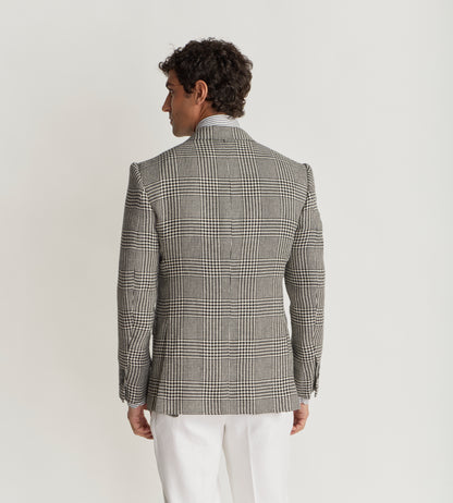 Veste à carreaux en lin, coton et soie
