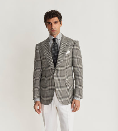 Veste à carreaux en lin, coton et soie