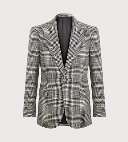 Veste à carreaux en lin, coton et soie