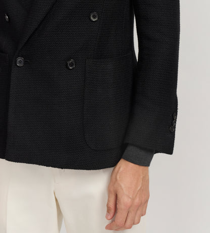 Veste noire en baby alpaga et laine