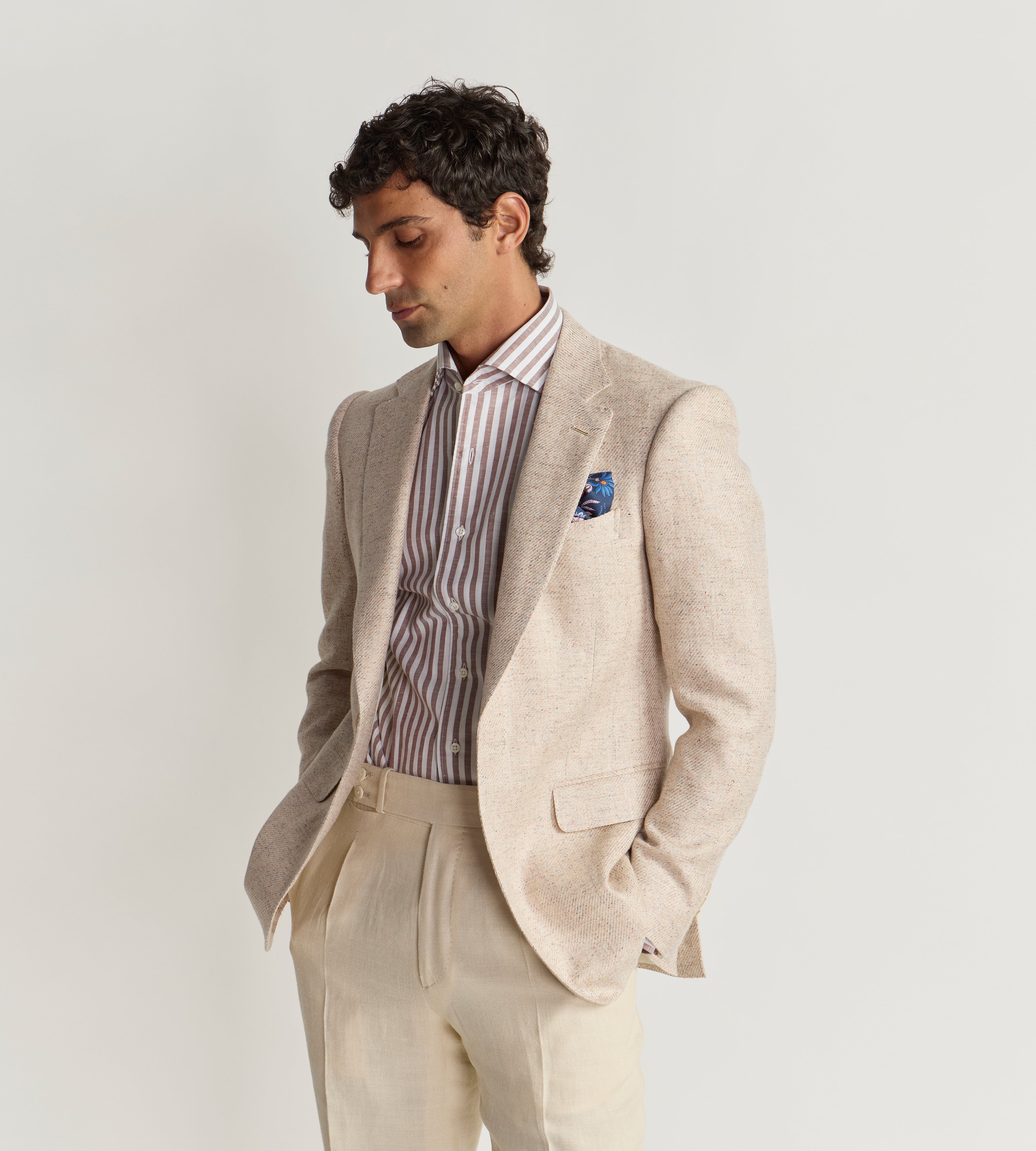 Veste beige en tweed chiné