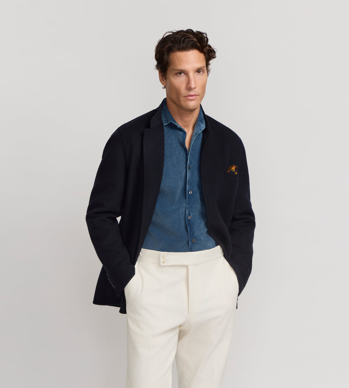 Veste en cachemire bleu nuit