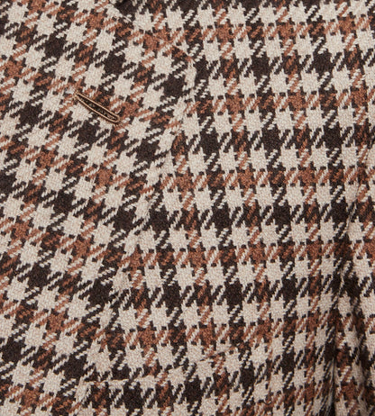 Veste en laine à motif pied-de-poule beige et marron