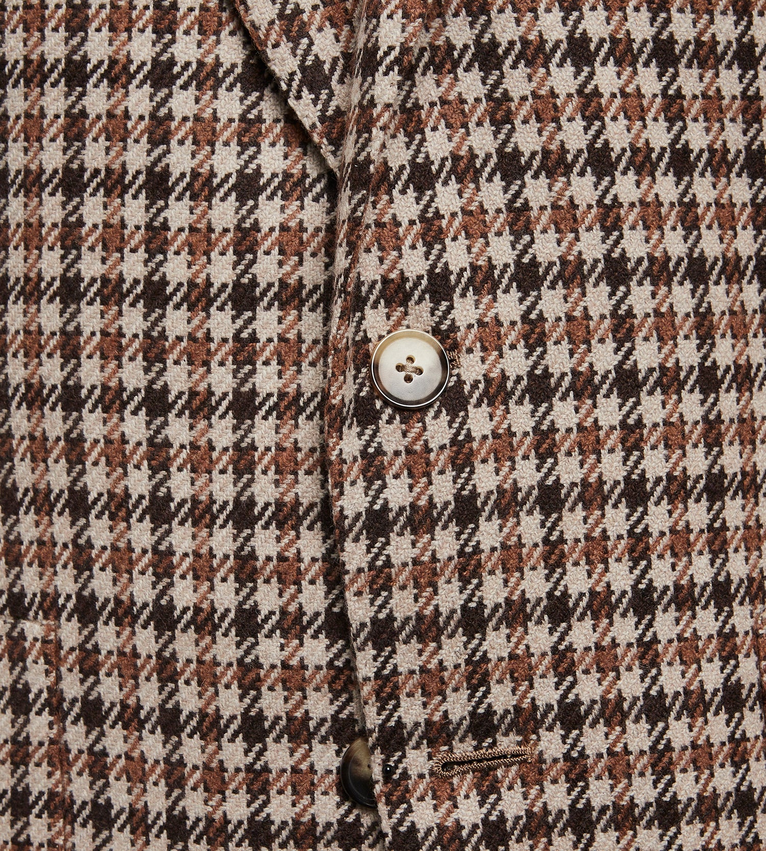 Veste en laine à motif pied-de-poule beige et marron