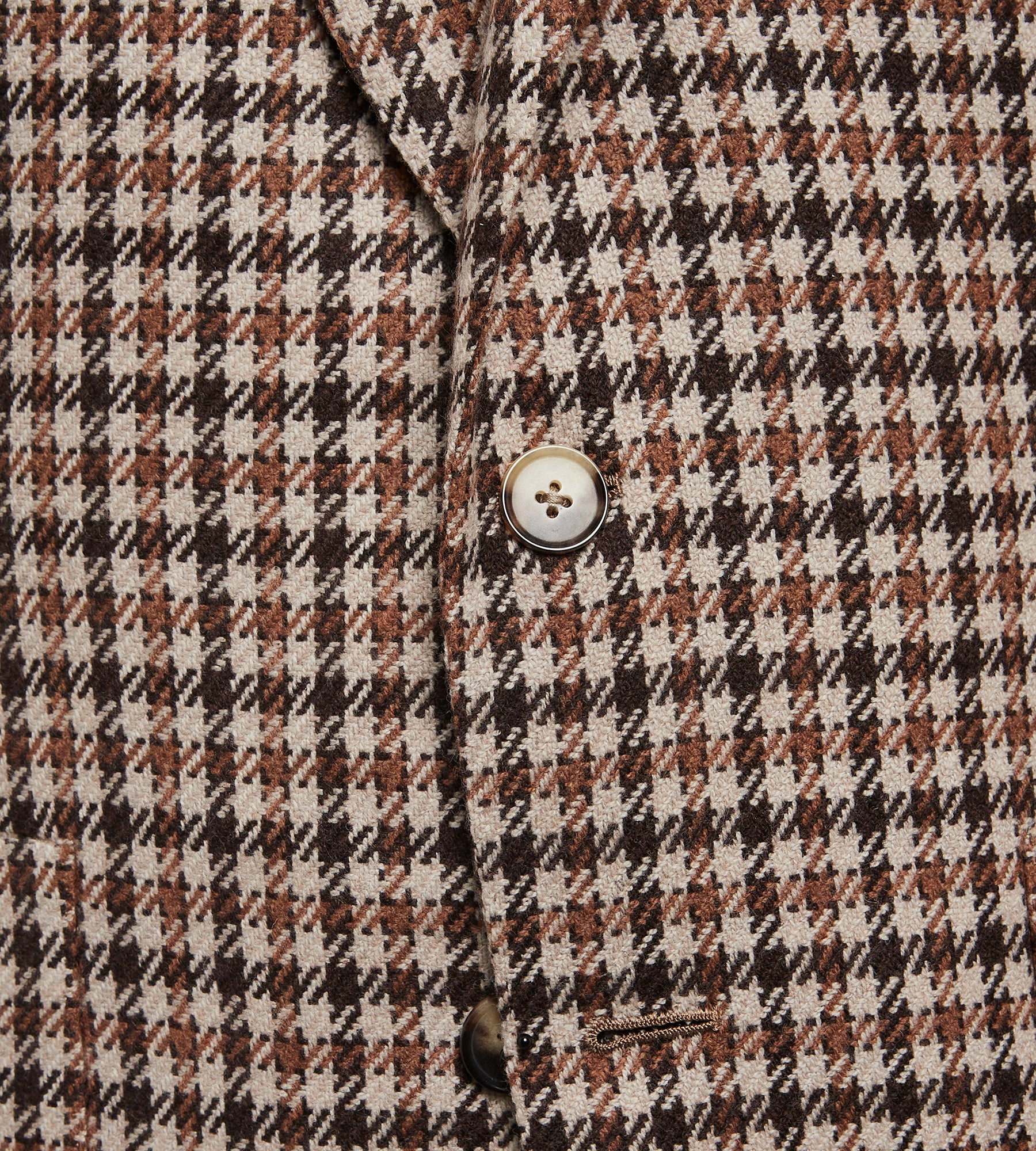 Veste en laine à motif pied-de-poule beige et marron