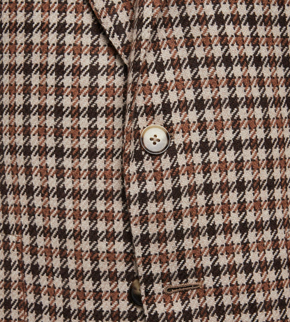 Veste en laine à motif pied-de-poule beige et marron