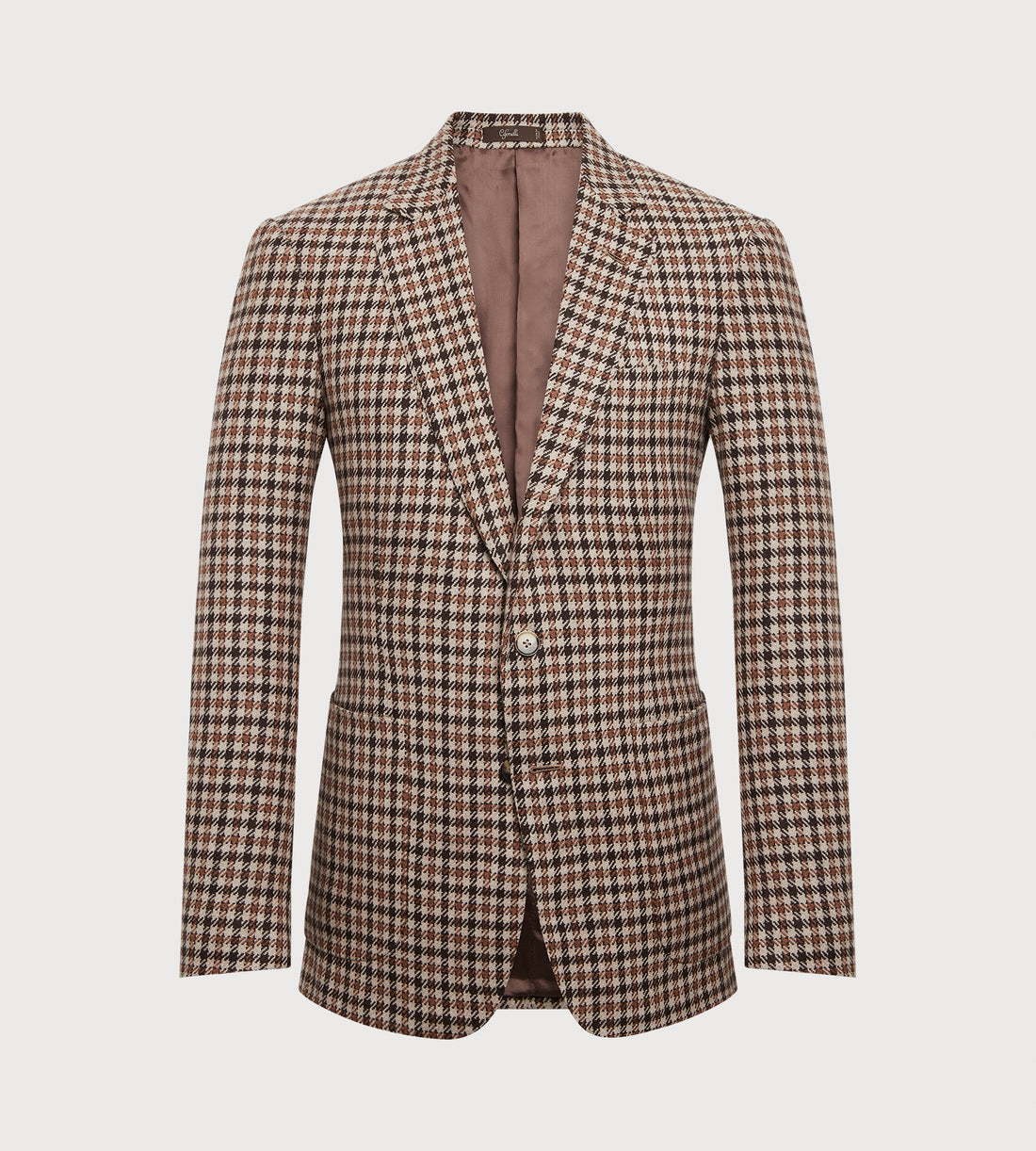 Veste en laine à motif pied-de-poule beige et marron