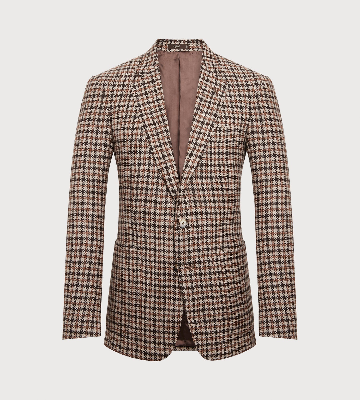 Veste en laine à motif pied-de-poule beige et marron