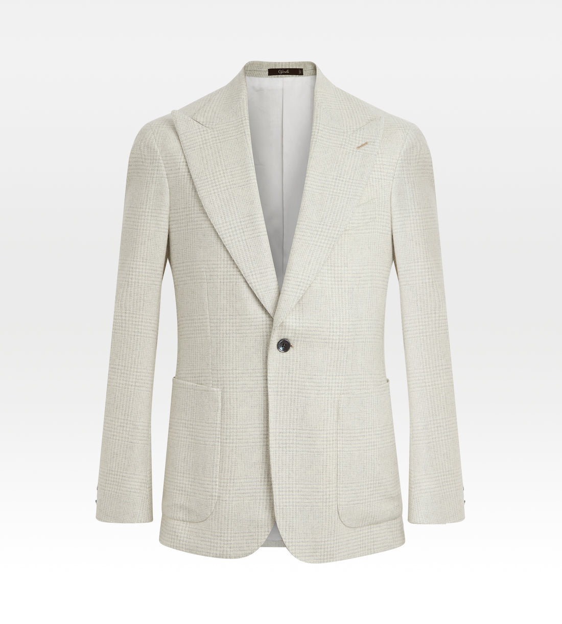 Veste en cachemire beige à motif Prince-de-Galles