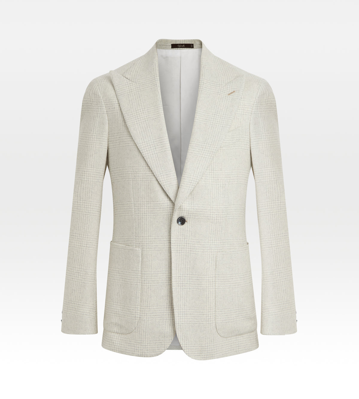 Veste en cachemire beige à motif Prince-de-Galles