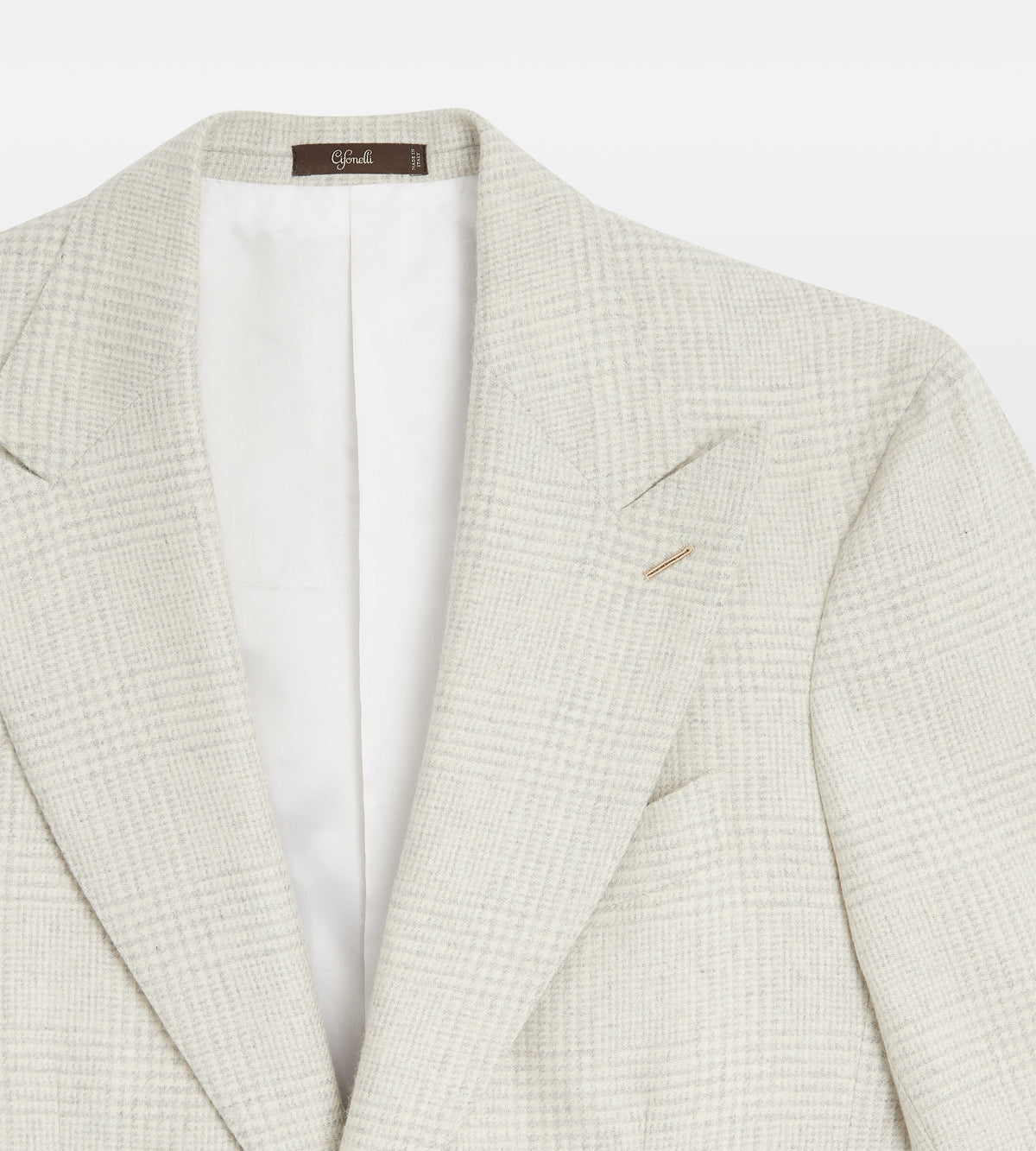 Veste en cachemire beige à motif Prince-de-Galles